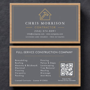 Modernt byggande Trä QR-kod Visitkort