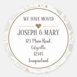 Modernt byte av adress terrazzo runt klistermärke