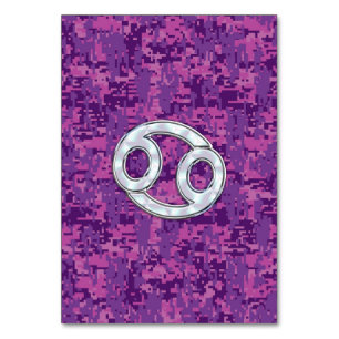 Modernt cancerZodiacsymbol på rosa Digital Camo Bordsnummer