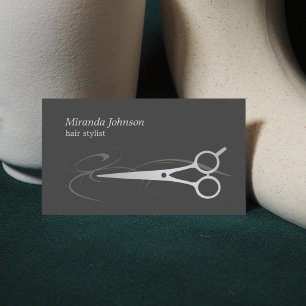 Modernt chic grå färgFauxsilver Scissor Visitkort