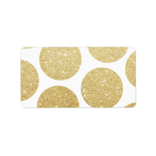 Modernt chic guld- glitter verkställer polka adressetikett