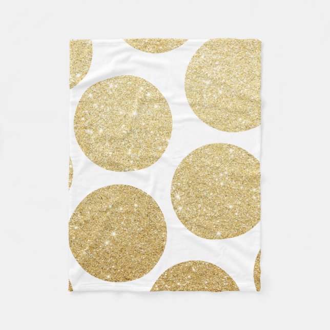 Modernt chic guld- glitter verkställer polka fleecefilt (Framsidan)