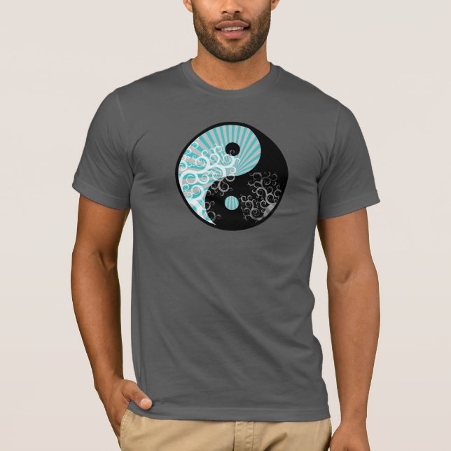Modernt chic träd för Yin-Yang Sunbeamblommigt T-shirt (Framsida)