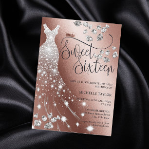 Modernt Chick Ro Guld Glitter, Sverige 16 Inbjudningar