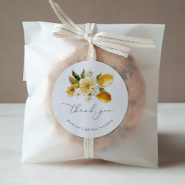 Modernt citronbröllopsdusch runt klistermärke