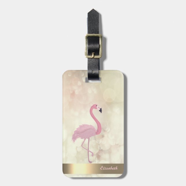 Modernt coolt rosa flamingo, Bokeh - Personlig Bagagebricka (Vertikal Framsida)