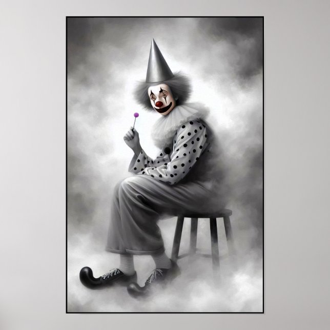 Modernt Dags Kuslig Clownporträtt  Poster (Framsidan)