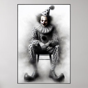 Modernt Dags Skräckclownsporträtt Poster