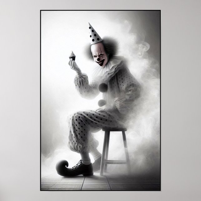 Modernt Dagskrämmande Clownporträtt  Poster (Framsidan)