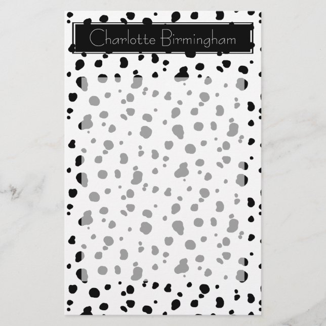 Modernt Dalmatian tryck & namn Brevpapper (Framsida)