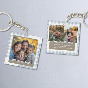 Modernt dammigt blått personligt familjefoto