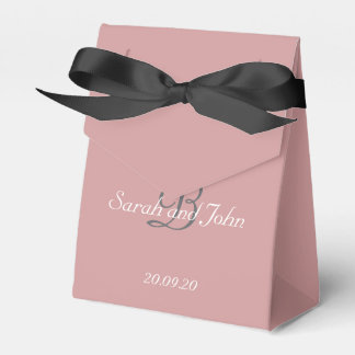 Modernt Dammigt Rosa Namn Monogram Bröllop Presentaskar