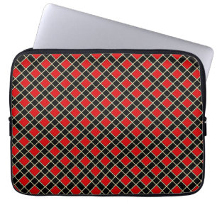 Modernt diamantmönster i svart och rött laptop fodral