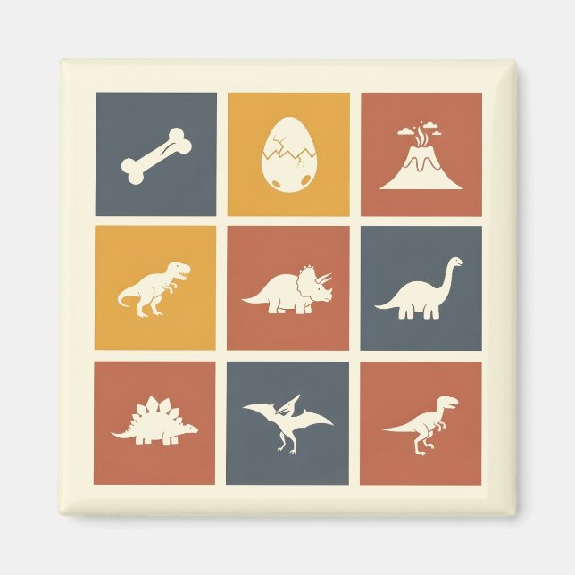 Modernt Dinosaurieikonrutnät Magnet (Framsidan)