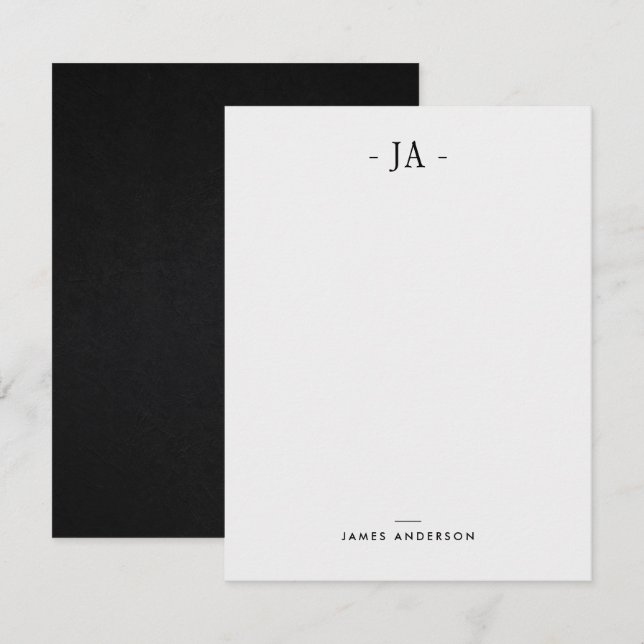 Modernt diskret monogrammerat initial- och namnkor anteckningskort (Fram/baksida)