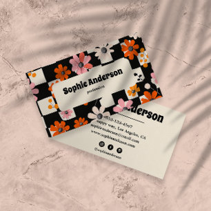 Modernt djärvt blommigt rutigt visitkort