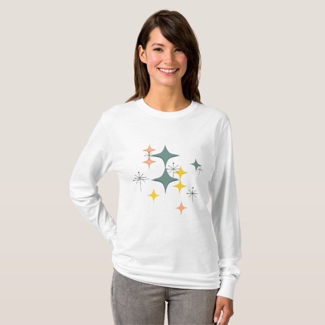 Modernt Eames atom- Starbursts för mitt- Tee (Hel framsida)