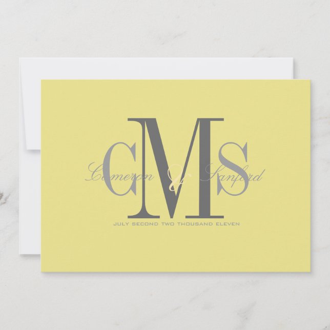 Modernt + elegant/gul + grå inbjudningar (Framsida)