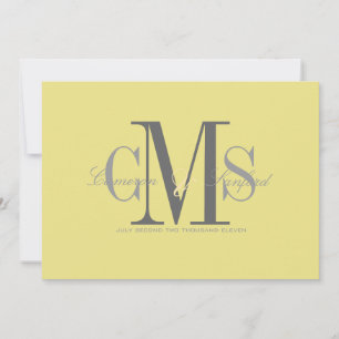 Modernt + elegant/gul + grå inbjudningar