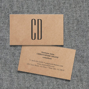 Modernt Elegant Monogram Kraftpapper Konsult Visitkort