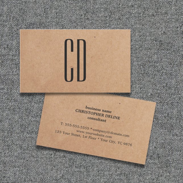 Modernt Elegant Monogram Kraftpapper Konsult Visitkort (Skapare uppladdad)
