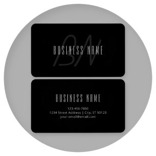 Modernt elegant namn & monogram Mörkgrå & Svart Visitkort