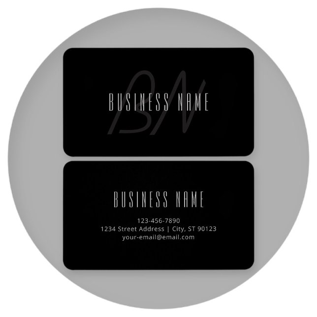 Modernt elegant namn & monogram | Mörkgrå & Svart Visitkort (Skapare uppladdad)