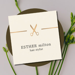 Modernt elegantt chic Fauxguld Scissor Fyrkantigt Visitkort