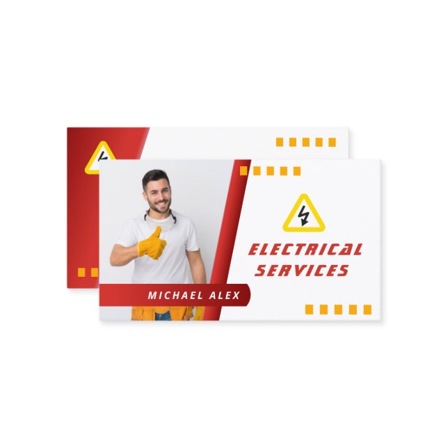 modernt elektrikerska affärskort för trendig visitkort (Fram/Back In Situ)