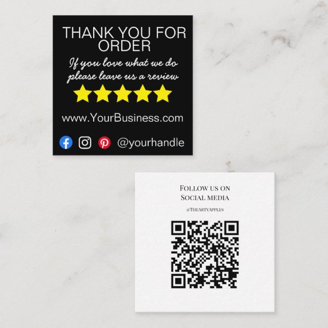 Modernt emballage för Business Tack Fyrkantigt Visitkort (Fram/baksida)