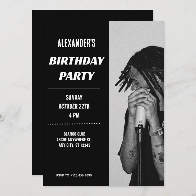 Modernt enfärgsfoto inbjudningar (Fram/baksida)