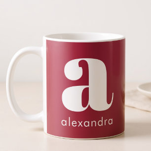 Modernt Enkel Rosa Monogram Initialbokstav Namn Kaffemugg