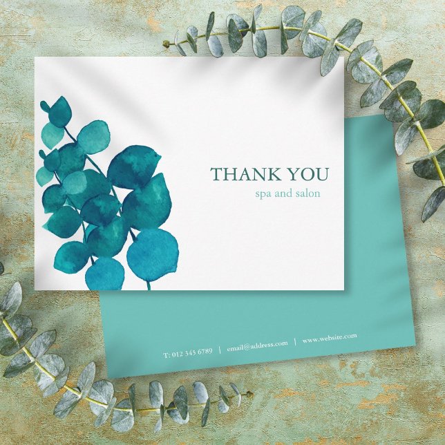 Modernt Eukalyptusblad Tack Vykort (Modern Business Eucalyptus Leaves Thank You Postcard)
