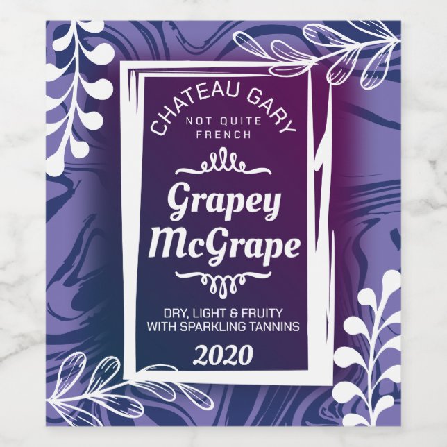 Modernt falskt marmor anpassad färg personlig vinflaska etikett (Singel etikett)