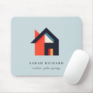Modernt Färgrikt Hus Logotyp Realtor Blå Röd Orang Musmatta