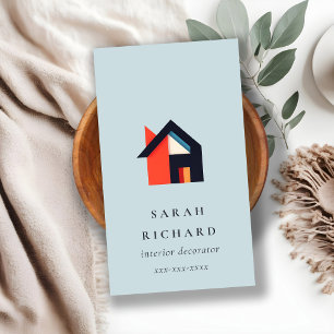 Modernt Färgrikt Hus Logotyp Realtor Blå Röd Orang Visitkort