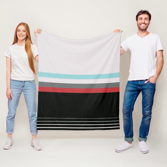 Modernt färgrikt randigt mönster fleecefilt (På plats)