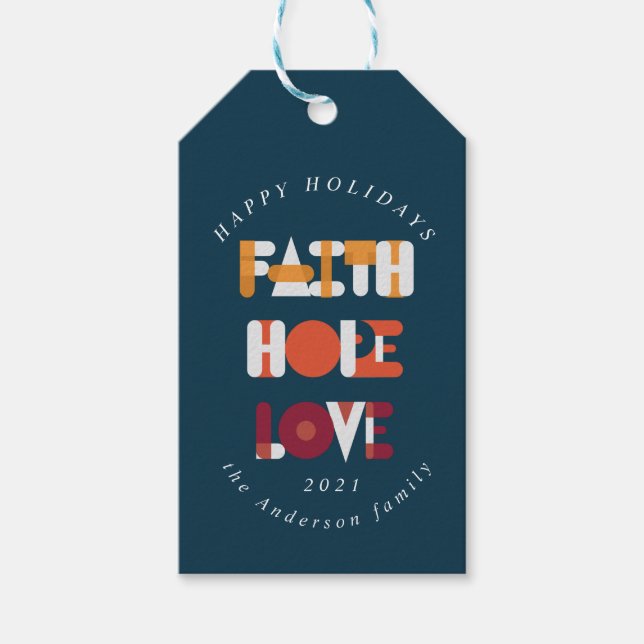 modernt färgskript glad helg monogram presentetikett (Framsidan)