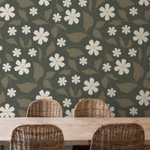 Modernt Farmhouse Daisy Mörk Olivsalvia Blommig