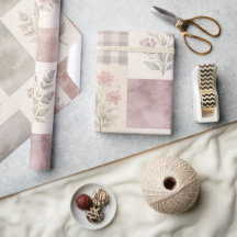 Modernt Farmhouse Pastell Lila Quilt Lappteknik