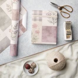 Modernt Farmhouse Pastell Lila Quilt Lappteknik  Presentpapper