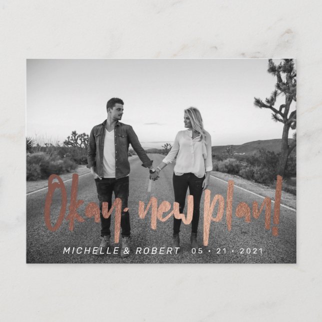 modernt fet skriptfoto ändrar datum vykort (Framsida)