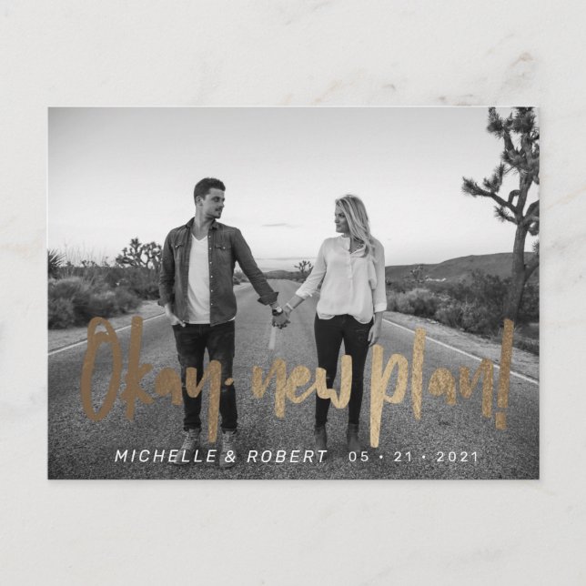 modernt fet skriptfoto ändrar datum vykort (Framsida)