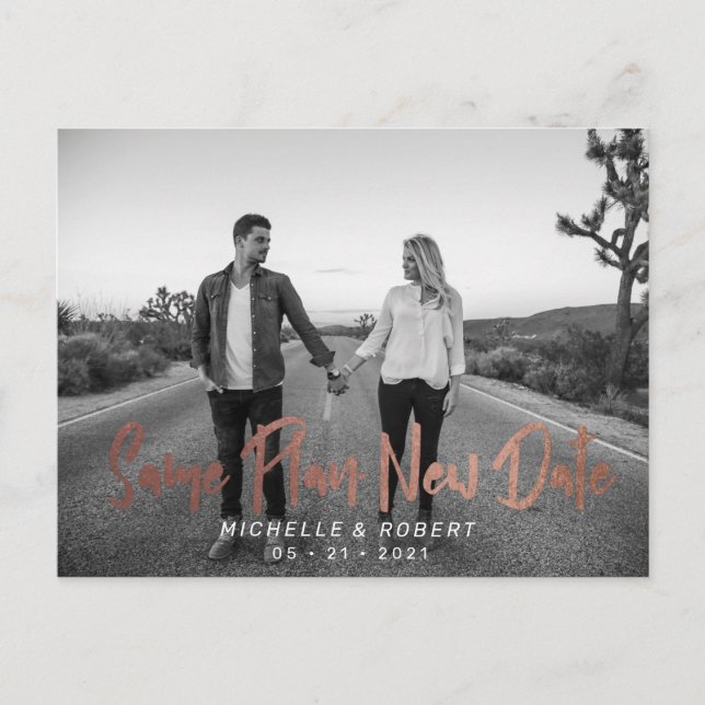 modernt fet skriptfoto ändrar datum vykort (Framsida)