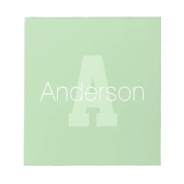 Modernt fetstilat monogram | Ljusgrön & Vit Anteckningsblock