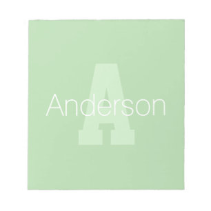 Modernt fetstilat monogram Ljusgrön & Vit Anteckningsblock