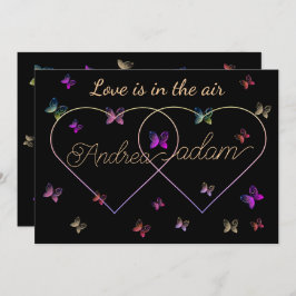 modernt fjärilslanghjärta inbjudningar