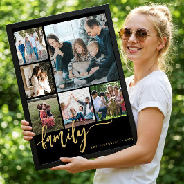 Modernt flerfotoskollage familjeskrift poster