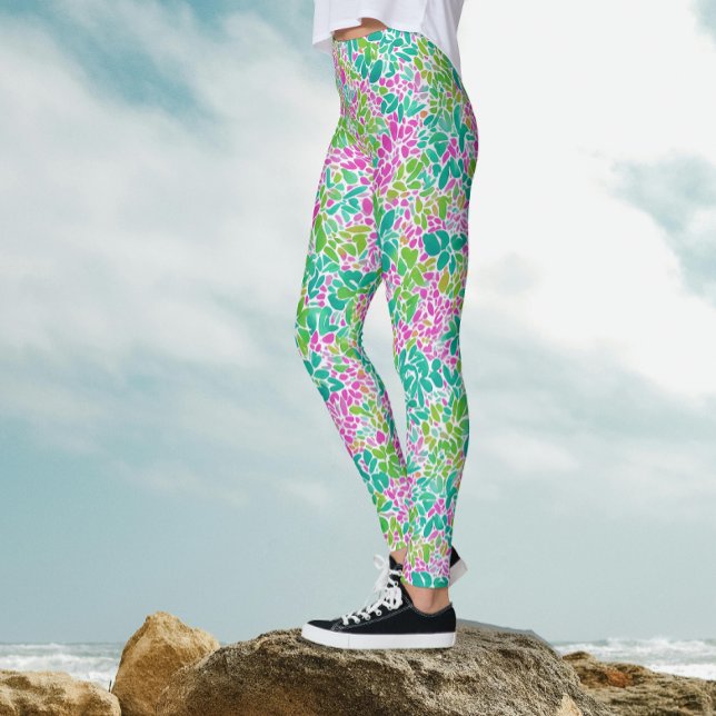 Modernt flickaktigt färgglatt botaniskt akvarellmö leggings (Skapare uppladdad)
