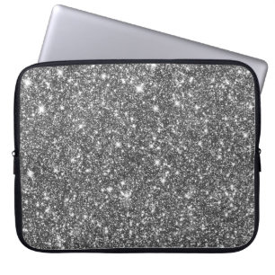 Modernt flickaktigt mönster för silverFauxglitte Laptop Sleeve